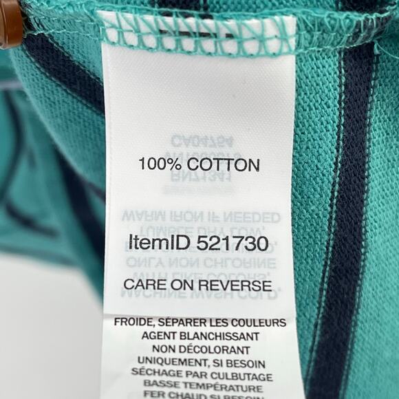 L.L. Bean Heritage Mariner Dress Womens Size XS Glacier Teal Blue Stripe Cotton - Picture 7 of 7